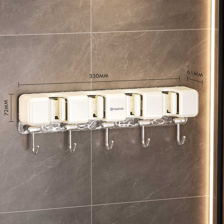 Support mural auto-adhésif pour balais / serpillières / outils