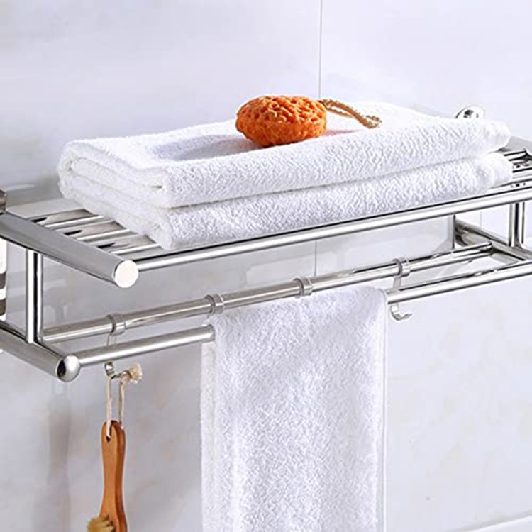 {"fr":"Porte‑serviettes mural / Étagère à serviettes pour salle de bain — modèle hôtel / maison", "ar":"حامل مناشف حائطي / رف مناشف للمطبخ أو الحمام — للفنادق أو المنزل"}