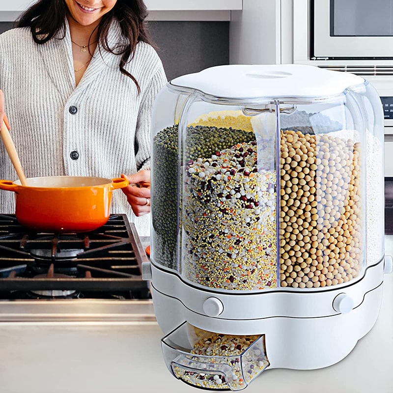 11 Qt Distributeur/Stockeur rotatif pour riz et céréales